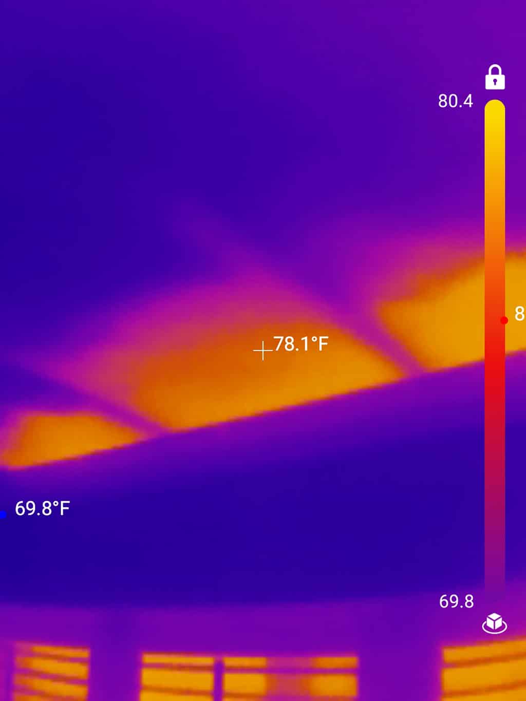 Blown back insulation by soffit.